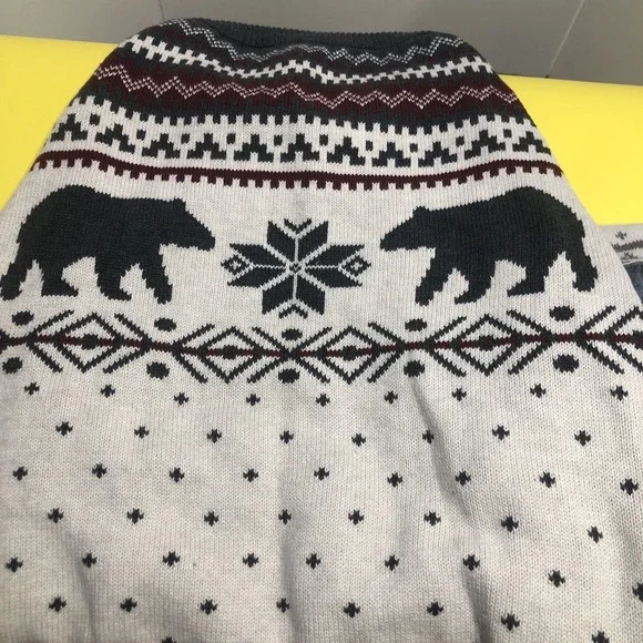 NWT Lands' End Animal Family Holiday Sweater Cream Size XL - Picture 3 of 6